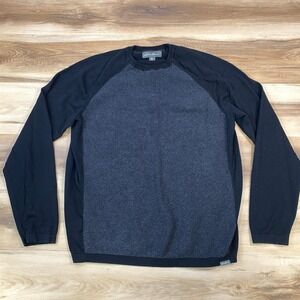 Eddie Bauer Sweater Mens XL Mixed Media Cotton Wool Raglan Black Gray Casual